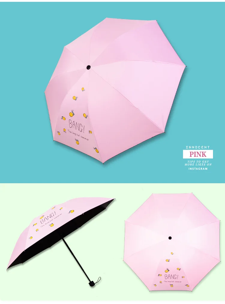 Три складные Портативные Простые солнцезащитные зонтики для дождя креативные с