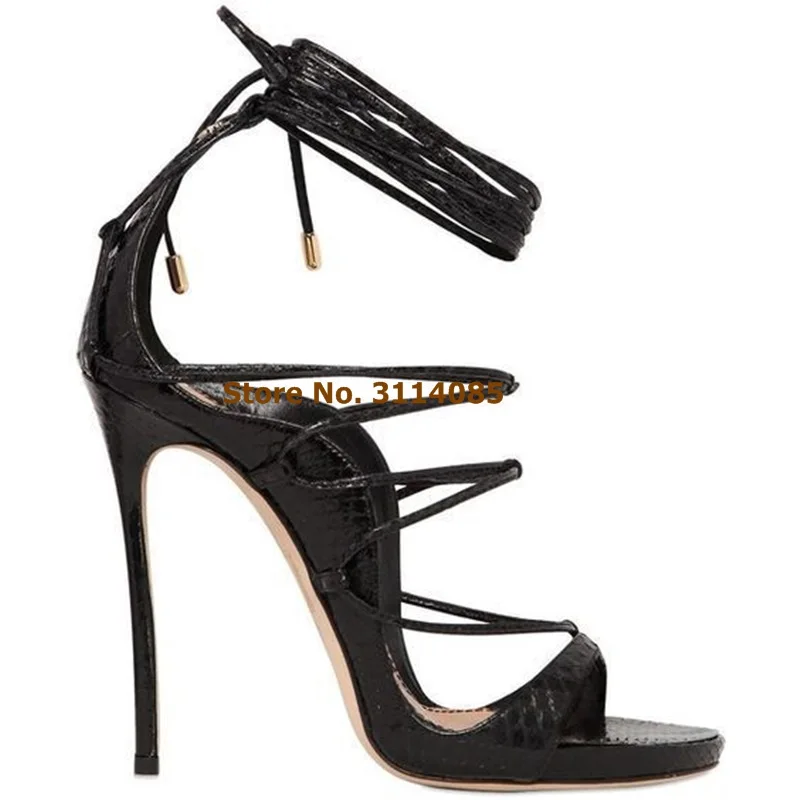 black snakeskin Женские розовые Сатиновые босоножки на высоком каблуке; пикантные модельные туфли из змеиной кожи; модные летние туфли-лодочки с перекрестными ремешками на каблуке - Цвет: black snakeskin