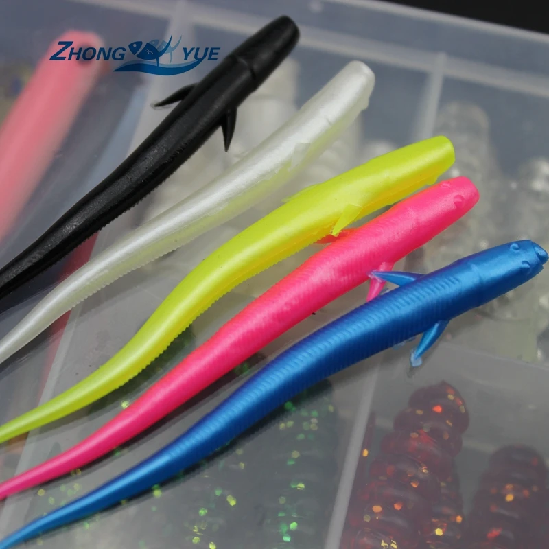 NEW50 pcs 6cm 7cm soft bait sea fishing tackle wobbler jigging lure silicone worm shrimp Set and Tackle Box | Спорт и развлечения