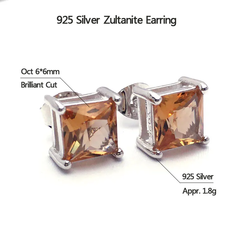 CSJ Created Diaspore Zultanite Stud Earrings 925 Sterling Silver Fine Jewelry Women Gemstone Femm Lady Wedding Engagment Party | Украшения