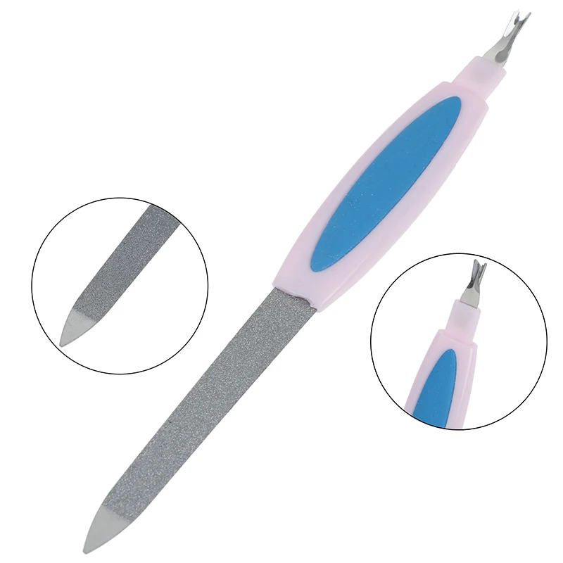 

1pc Stainless Steel Nail File Buffer Double Side Grinding Rod Cuticle Pusher Multi-functional Nails Art Tool