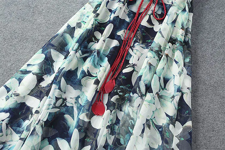 Evening print dress 2016 summer American and European runway high quality sleeveless long ball gown full female | Женская одежда