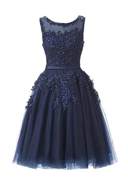 navy blue Это YiiYa коктейльное платье с маленькой аппликацией и бусинами, розовые свадебные торжественные платья, вечерние платья до колен с цветами, LX073-2 - Цвет: navy blue