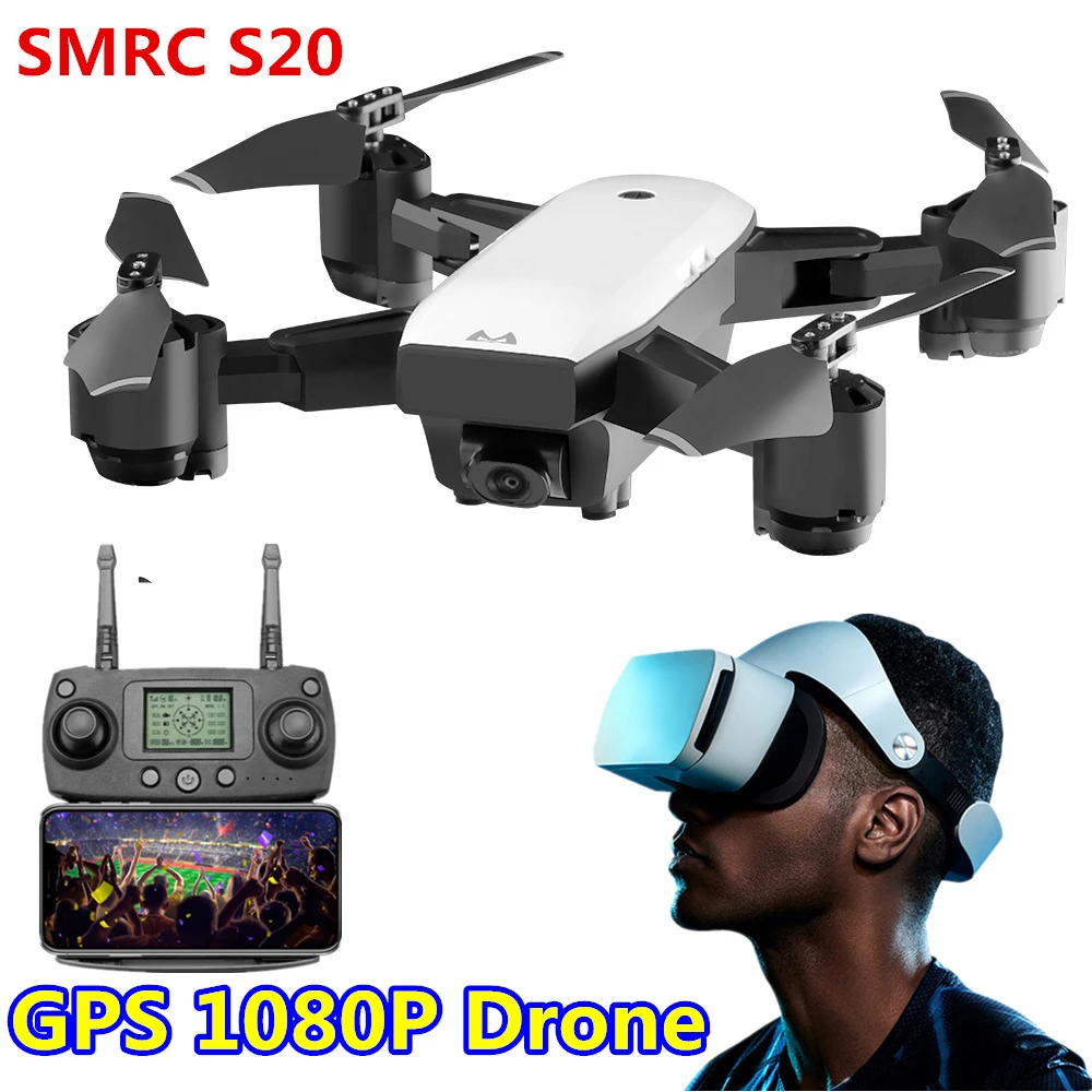SMRC S20 Дроны с камерой HD 1080P следуй за мной Квадрокоптер GPS Дрон WiFi FPV складной селфи