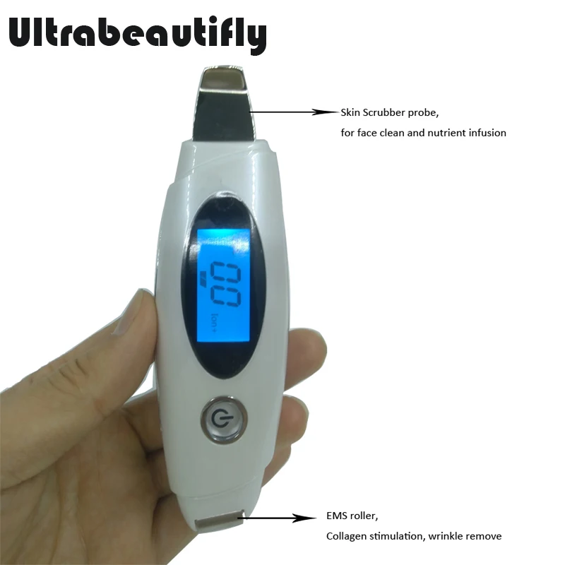 Kopen Ultrasone Huid Scrubber Spatel Mee-eter Cellulitis Acne Remover Puistje Extractor Smet Peeling Gezicht Lifting Massager