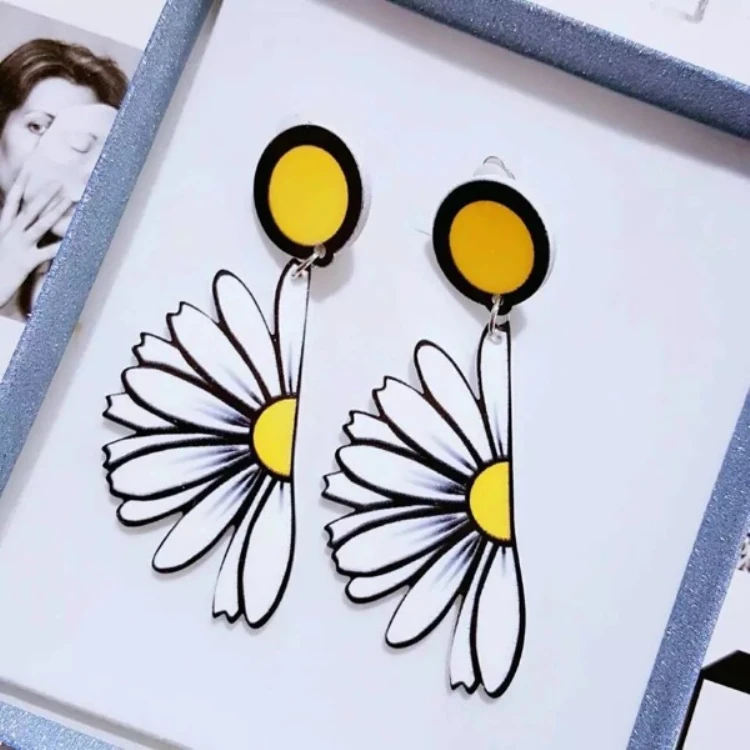 FishSheep новые модные большие акриловые цветочные серьги для женщин Пластиковые