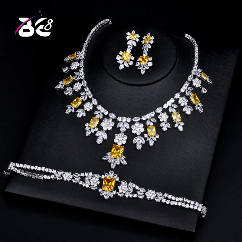 Be 8 Luxury Bridal Wedding Jewelry Sets AAA CZ Classic Design Women 3pc Set Engagement Ceremony and Anniversary bijoux femmeS129