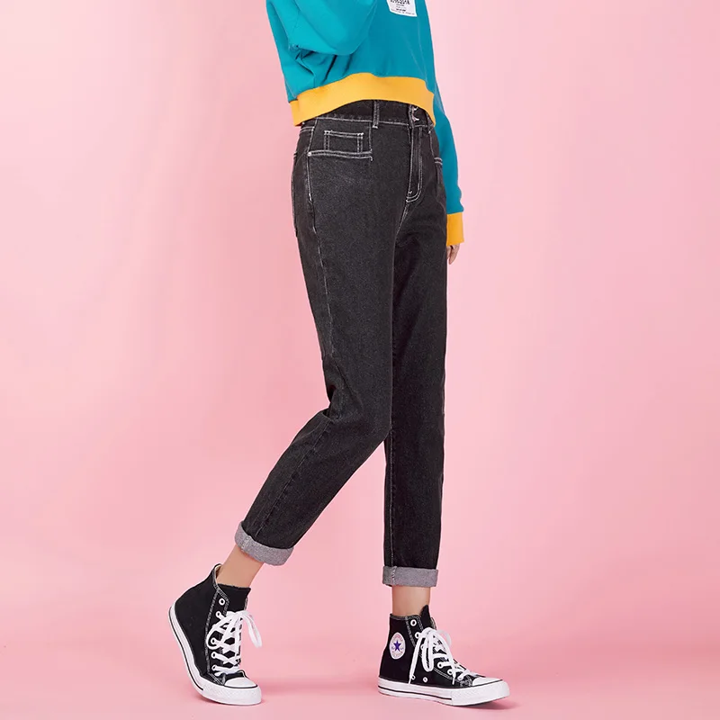 LEIJIJEANS новинка брюки талия низкая эластичная свободные Харлан длинные джинсы