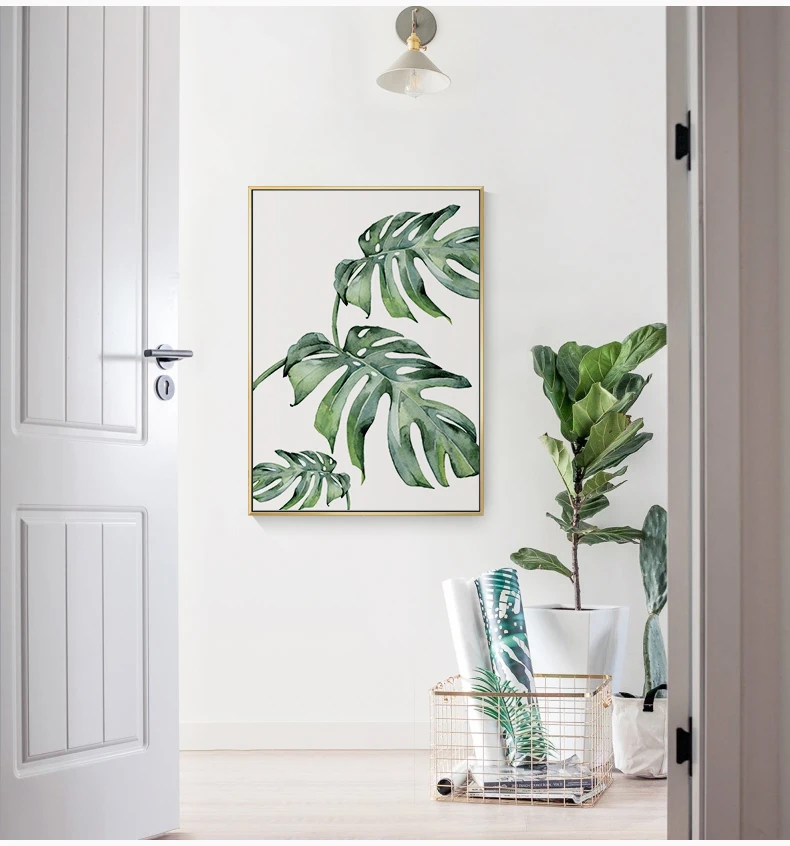 

Nordic Canvas Painting Green Planting Decorative Painting Living Room Poster and Print Mural Restaurant Bedroom Wall Art Home