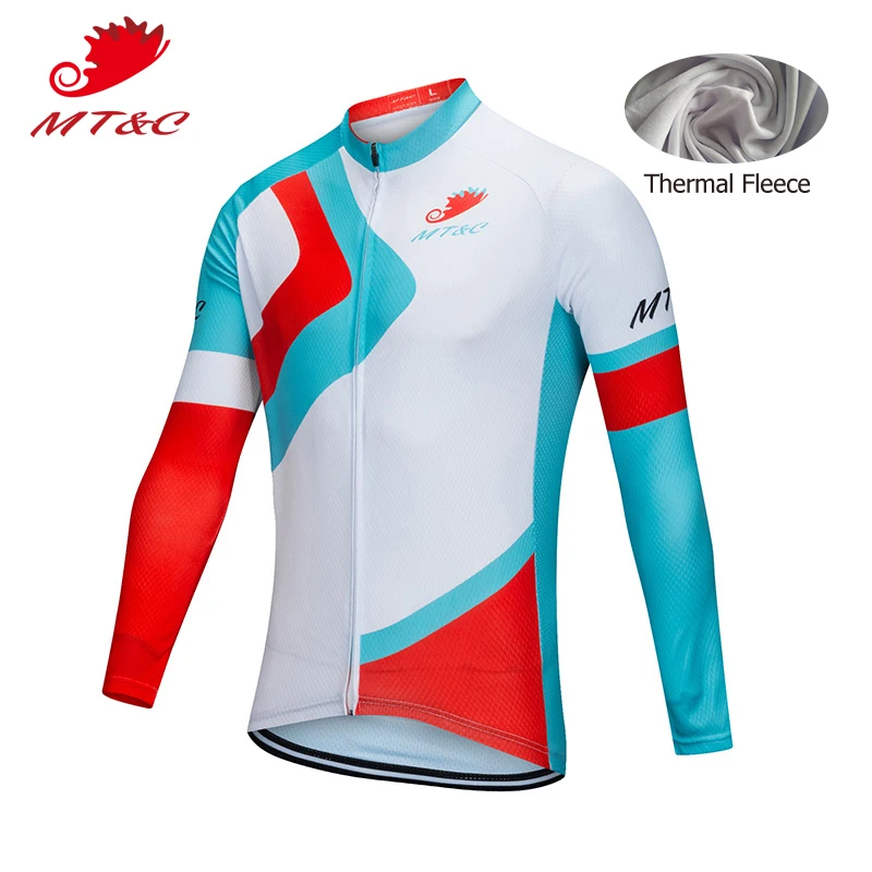 MT&ampC Winter Cycling Jersey Red White Fastest Sport Style Windbreak Fleece Clothes Quick Dry Bicycle Sportswear Bike | Спорт и