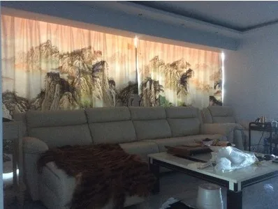 

Custom Made 2x 200x260cm Window Drapery Dressing Wave Curtain Tulle Scenery Curtains Office Mountain Sunrise Waterfall Pines