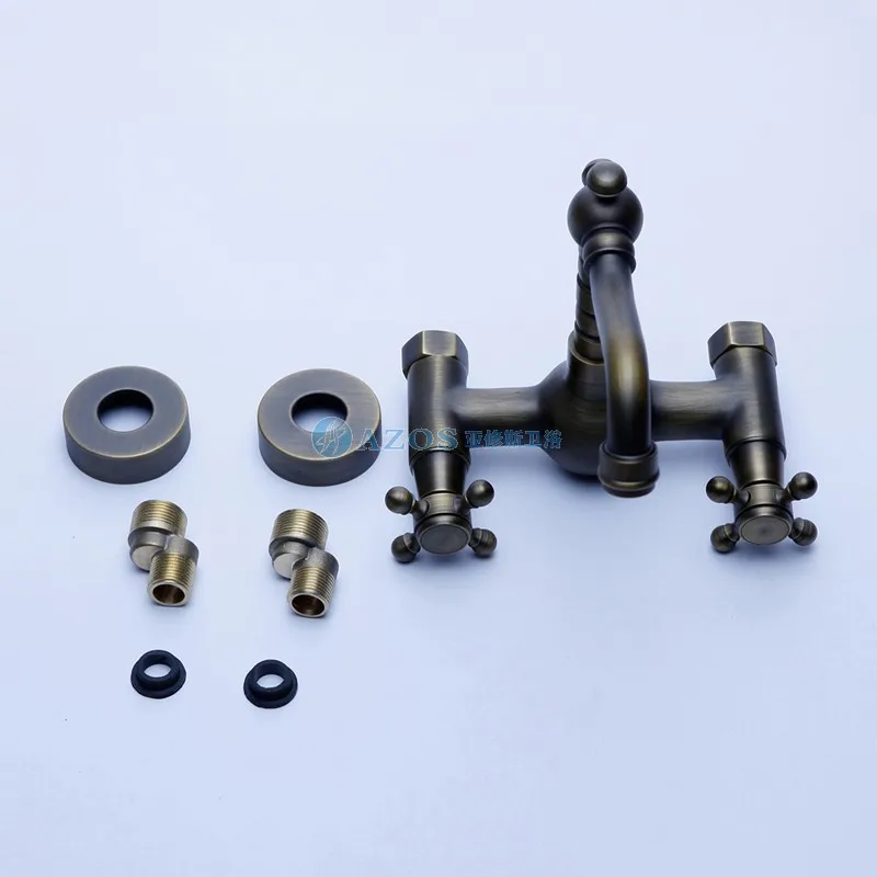 

Antique inspired Bathroom Sink Faucet Antique Brass Finish wall mount faucet Hot and Cold Water Mixer Basin Tap MPAZ014