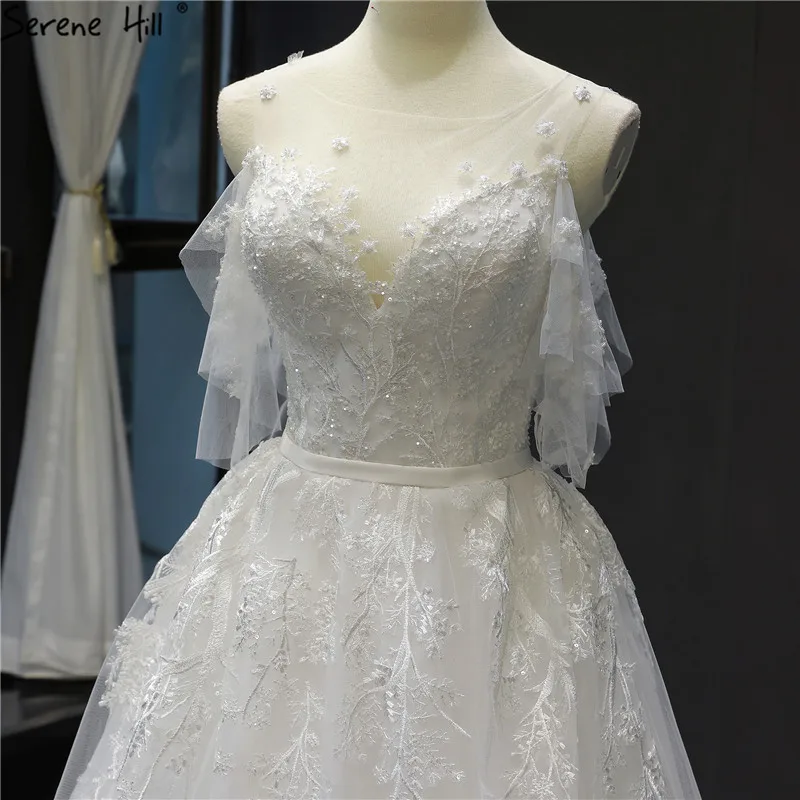 White A-Line Sexy Wedding Dresses Real Photo 2020 High-end Vintage Short Sleeves Bridal Gowns HM66822 Custom Made | Свадьбы и