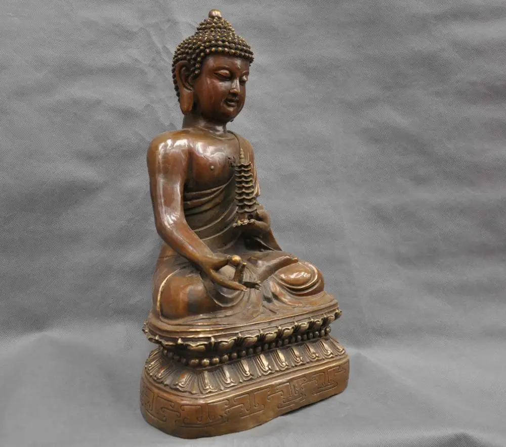 18 &quotКитай Буддизм Сидеть Будда Шакьямуни Бронзовая Статуя # #|statue bronze|statue chinastatues
