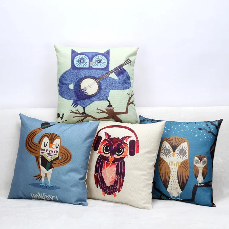 Декоративный мультфильм хлопковое белье Сова Наволочка Чехол наволочка чехол