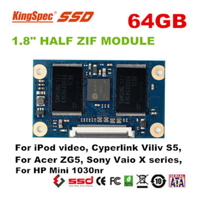 Kingspec хорошее качество 1 8 &quotZIF IDE модуль hd SSD 64 ГБ твердотельный диск для ноутбука