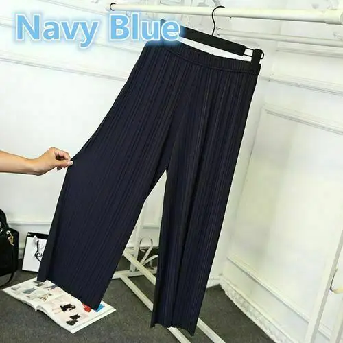 Женские плиссированные шифоновые брюки с высокой талией свободные длинные