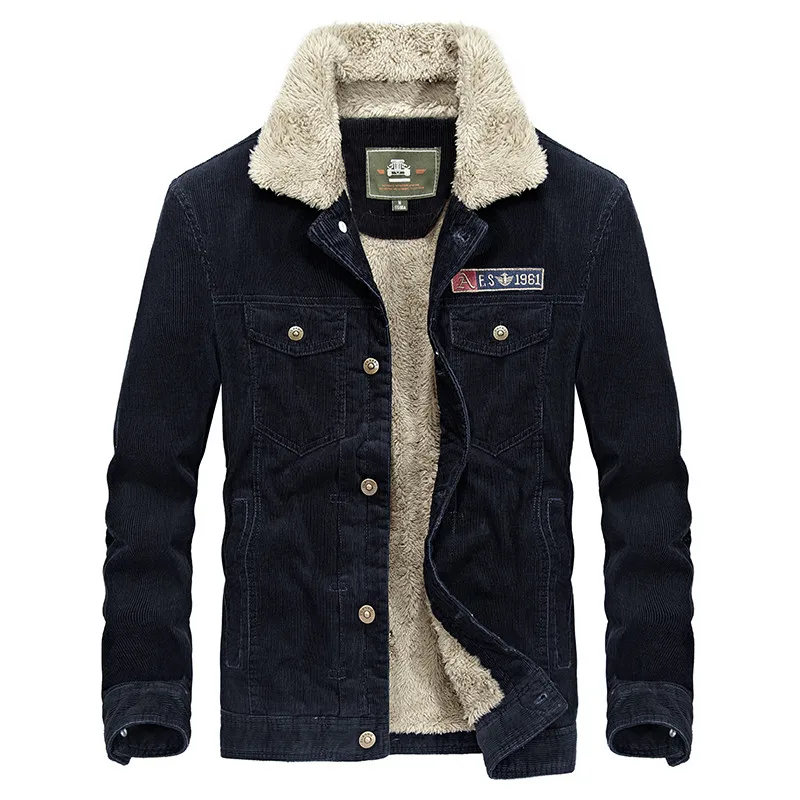 ZDE8128 Blue Зимнее плотное теплое шерстяное пальто, Мужская Вельветовая куртка, Мужская Повседневная брендовая флисовая куртка цвета хаки afs jeep, синие пальто M L XL XXL XXXL - Цвет: ZDE8128 Blue