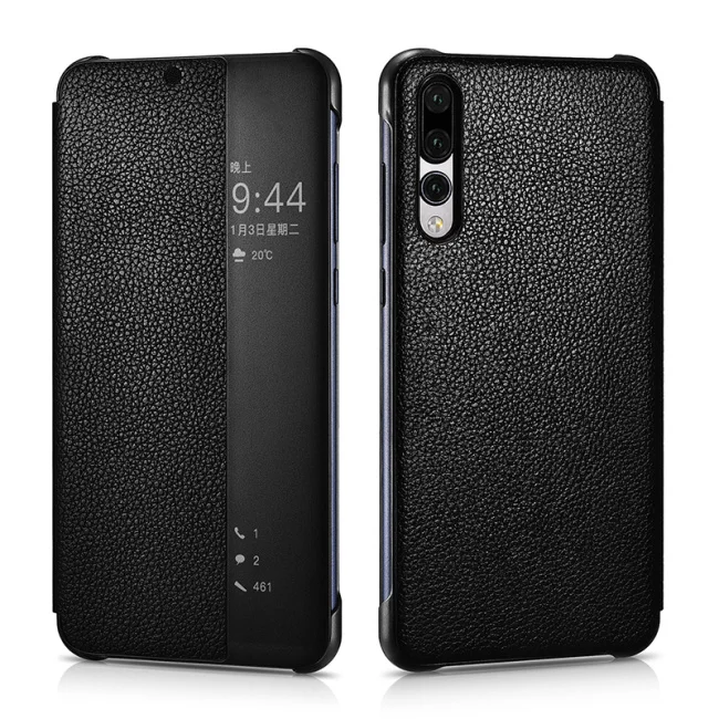 Fashion Black Винтажный чехол из натуральной кожи для huawei P20 Pro, роскошный умный флип-чехол для huawei P20 P20 Pro, чехол для телефона s - Цвет: Fashion Black