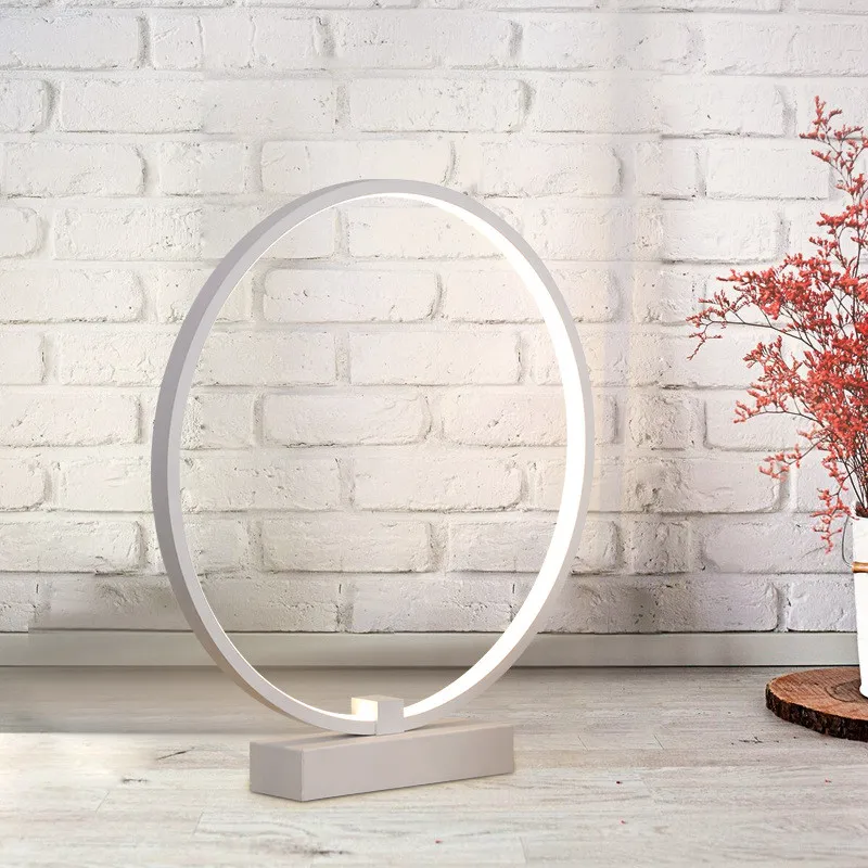 

Nordic Minimalist Creative Bedroom Bedside LED Table Light Concise Study Bedside Office Circular Ring Dimmable Decoration Lamp