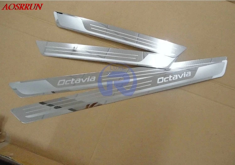 Подходит для Skoda Octavia A5 A7 A9 2007- автомобильные аксессуары из нержавеющей стали ультратонкая Накладка на порог двери Добро пожаловать педаль порога