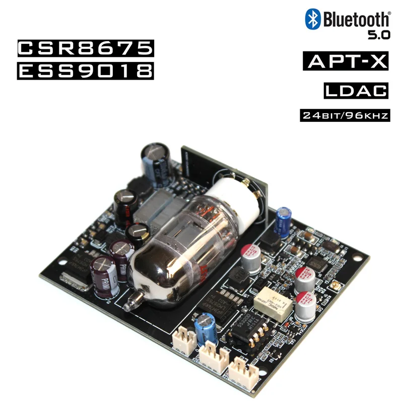 12AU7 Tube CSR8675 Bluetooth 5.0 Audio Receiver Board ES9018 decoder DAC 12s APTX AUX for 12v 24v car POWER Amplifier