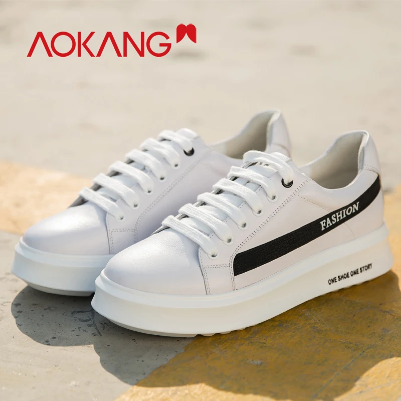 AOKANG Kanglong/Новые кроссовки на платформе женская обувь черные Tenis Feminino повседневная