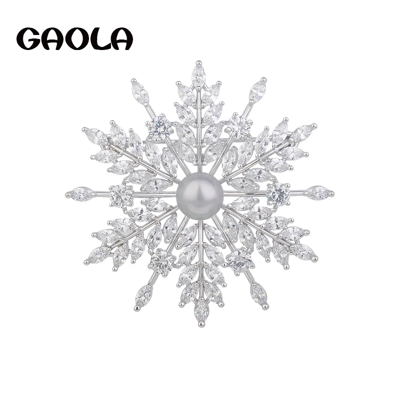 Новинка 2017 модные классические посеребренные Броши GAOLA Снежинка для женщин