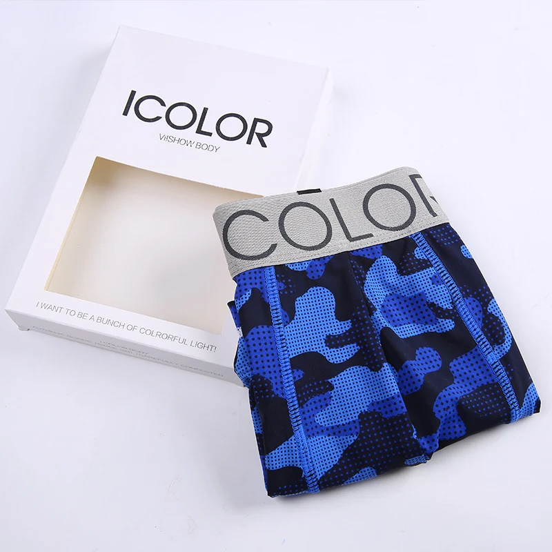 ICOLOR, модные камуфляжные мужские боксеры, шорты, сексуальное мужское нижнее белье, домашняя одежда,, брендовые боксеры, Cueca Calzoncillos Hombre, 2 шт., QD093