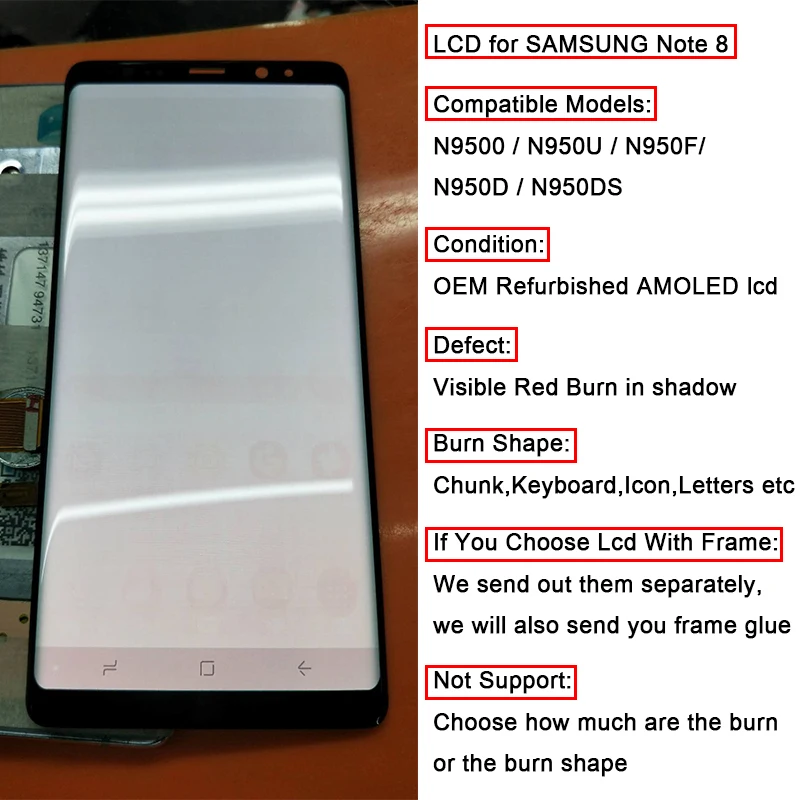 Оригинал Amoled 6 3 ''Дисплей Замена ЖК дисплей для SAMSUNG GALAXY Note 8 Note8 с Сенсорный