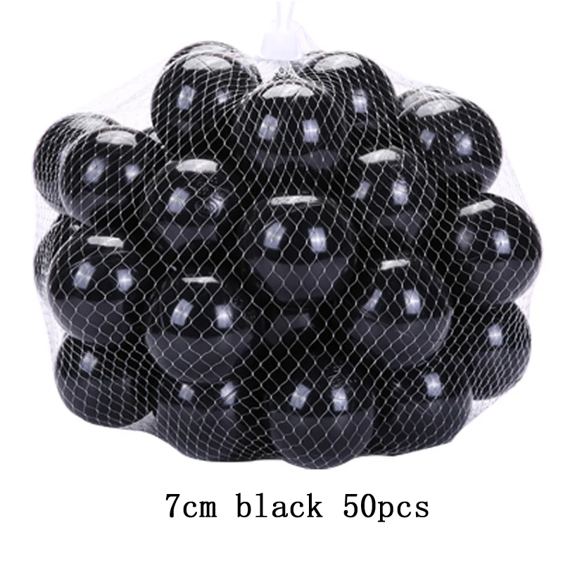 7cm black 50pcs Золотые шары для бассейна для детей, 50 шт., 7 см, черный, белый, серый цвет, пластиковые надувные мячи для Пита, океанские мячи для снятия стресса, Игрушки для ванны для детей - Цвет: 7cm black 50pcs