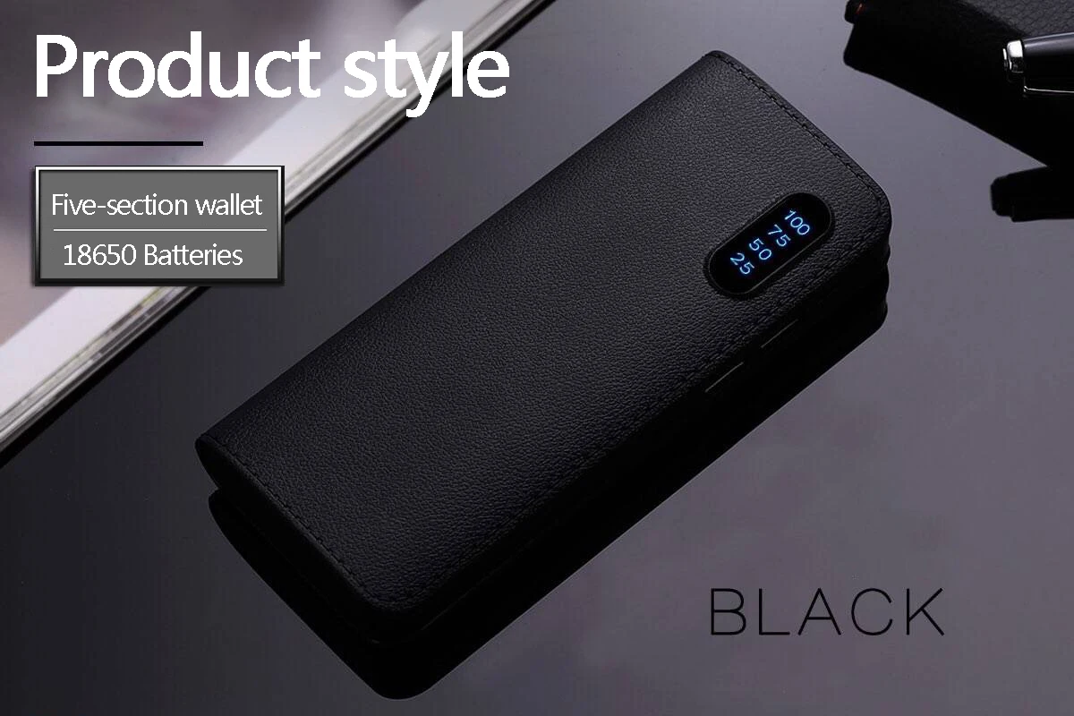 Power Bank 10000 mAh кожаный двойной USB Мобильный мощный светодиодный фонарик мощная