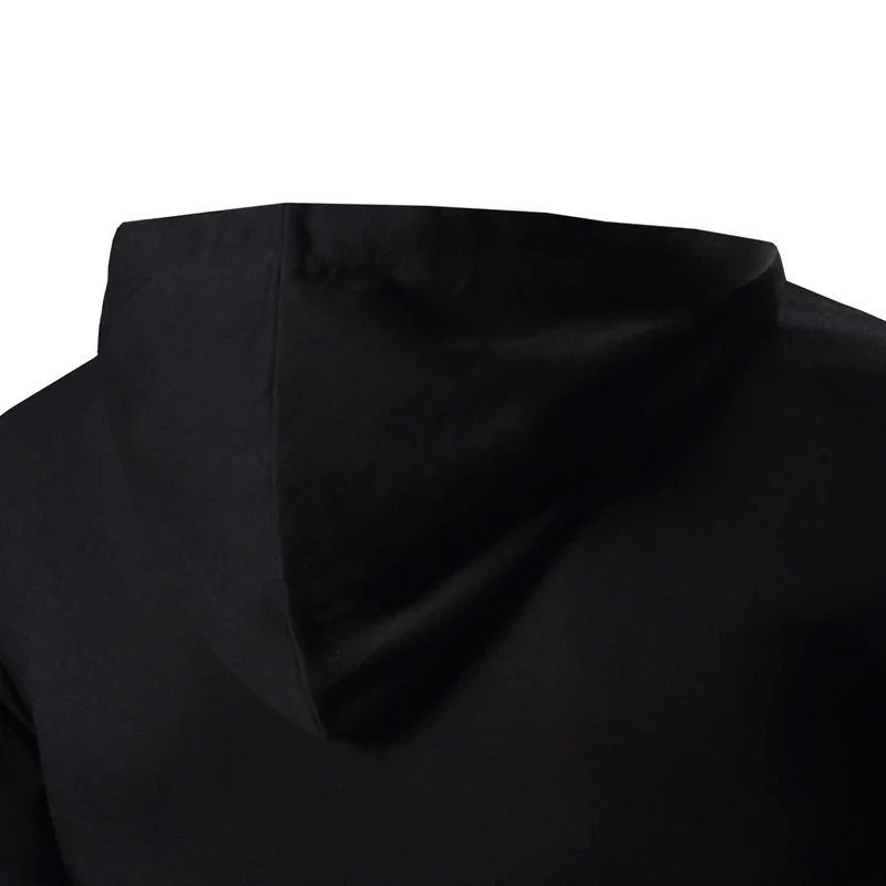 Men 's personality brand clothing t shirt men Popular new 2017 Slim short - sleeved hooded oblique zipper 3 color XXXL | Мужская