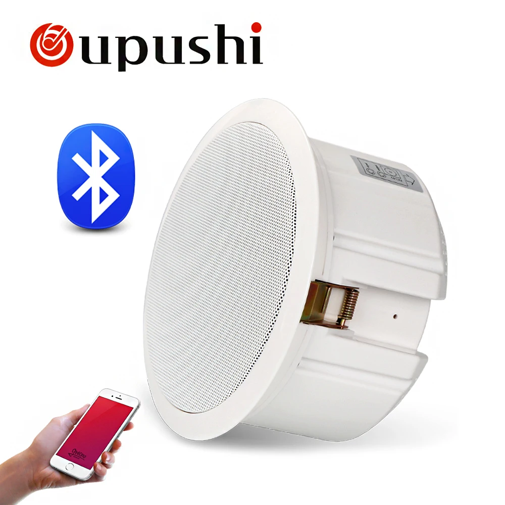 

Oupushi 6,5-дюймовый потолочный динамик Bluetooth 20 Вт для домашней фоновой музыкальной системы ABS активные динамики