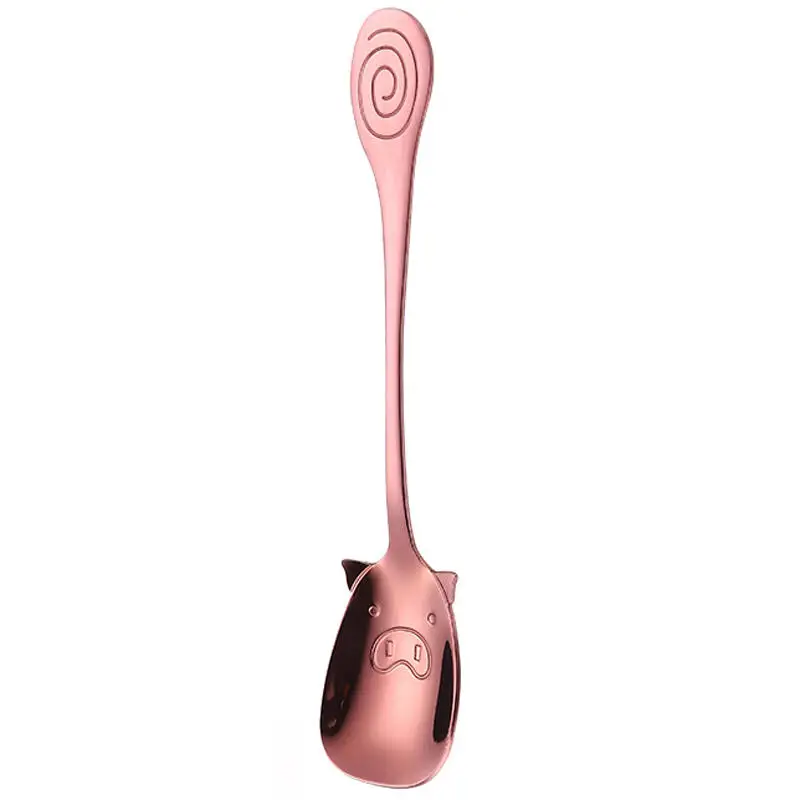 rose gold spoon Vacclo мультяшная детская ложка Милая свинья из нержавеющей стали столовые приборы Япония и Южная Корея креативная портативная ложка для десерта, кофе - Цвет: rose gold spoon