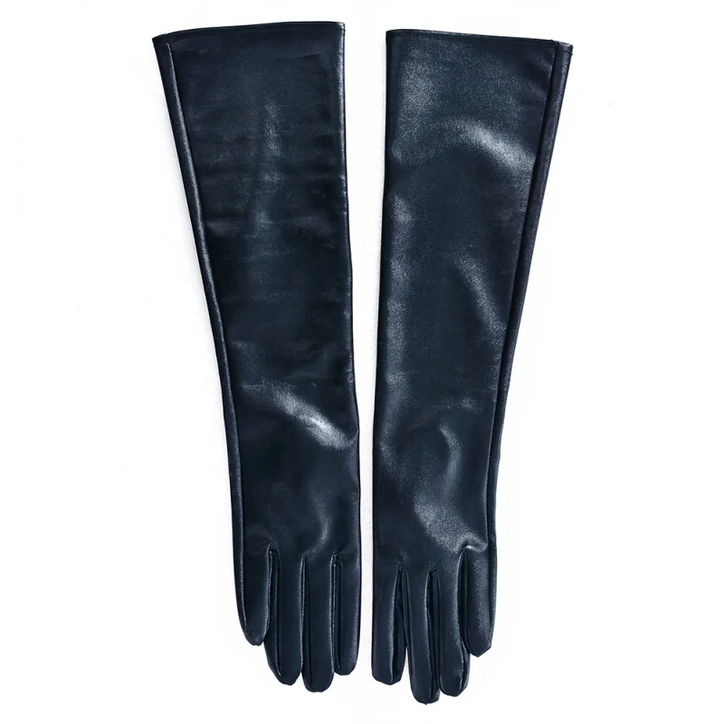 Женские перчатки из искусственной кожи зимние длинные теплые с подкладкой|leather