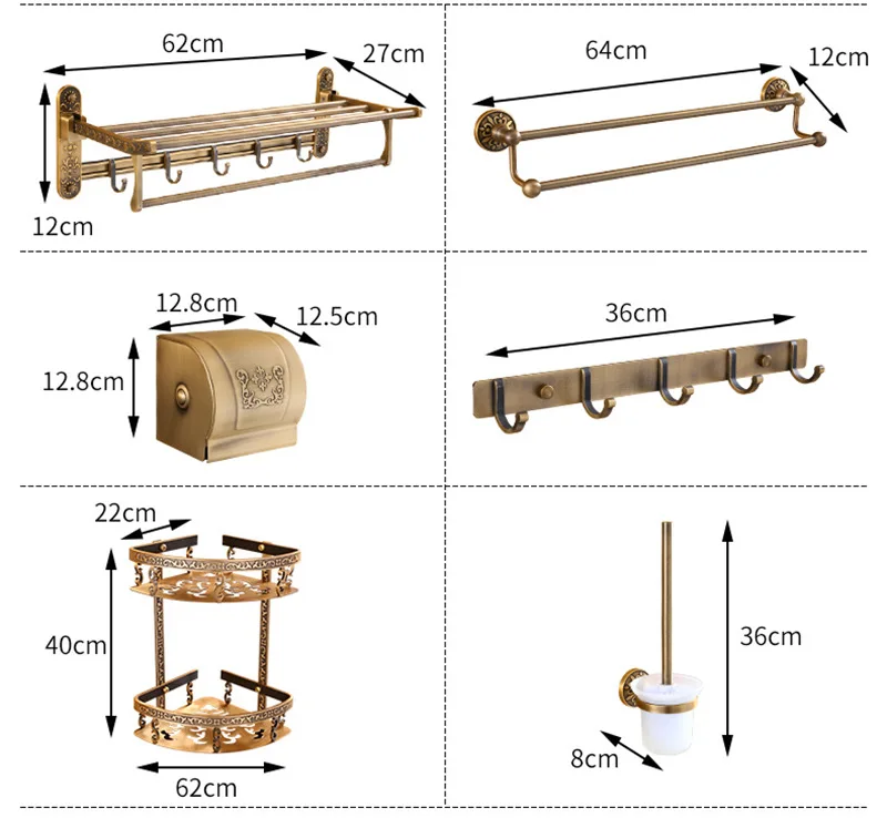 Алюминиевый набор аксессуаров для ванной комнаты античный держатель бумаги