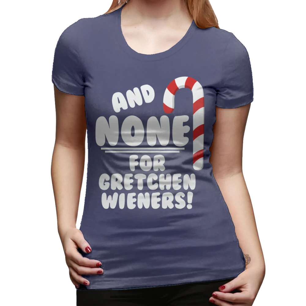 Футболка для девочек с надписью «No For Gretchen Wieners»; Рождественская футболка для девочек; Хлопковая женская футболка с принтом; Kawaii; женская футболка - Цвет: Тёмно-синий