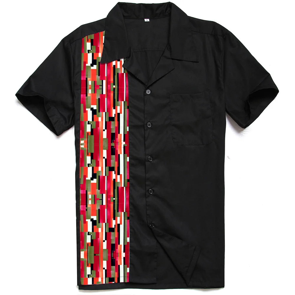 Camisa Masculina с короткими рукавами Для мужчин s Костюмы абстрактный мозаика хлопок