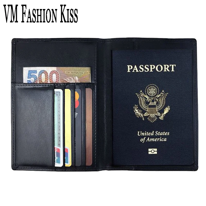 Модный безопасный кошелек VM KISS RFID для паспорта держатель карт черные аксессуары