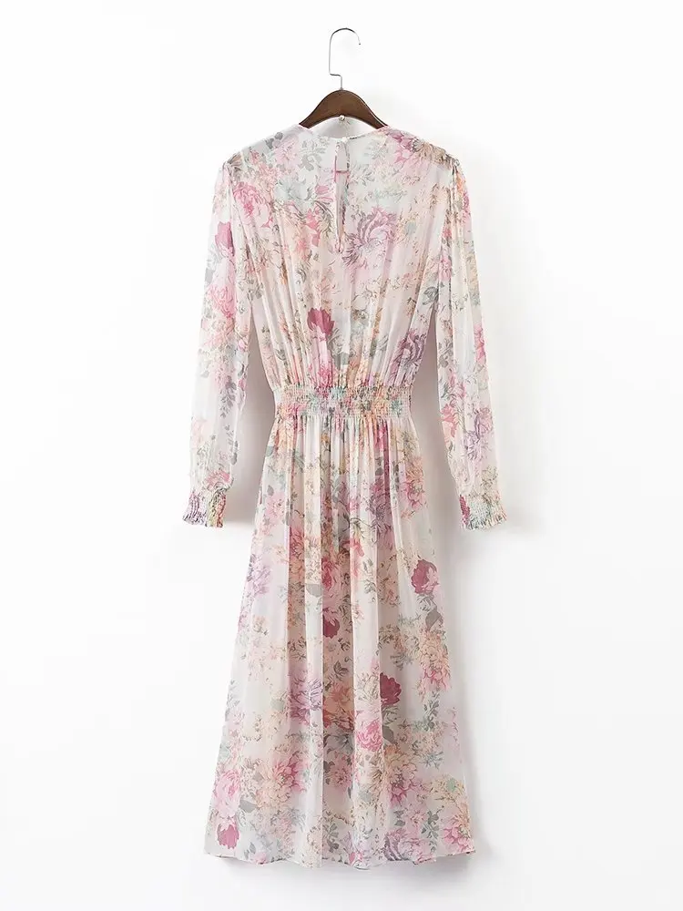 Женское платье с вертикальным принтом весеннее повседневное плиссированное из