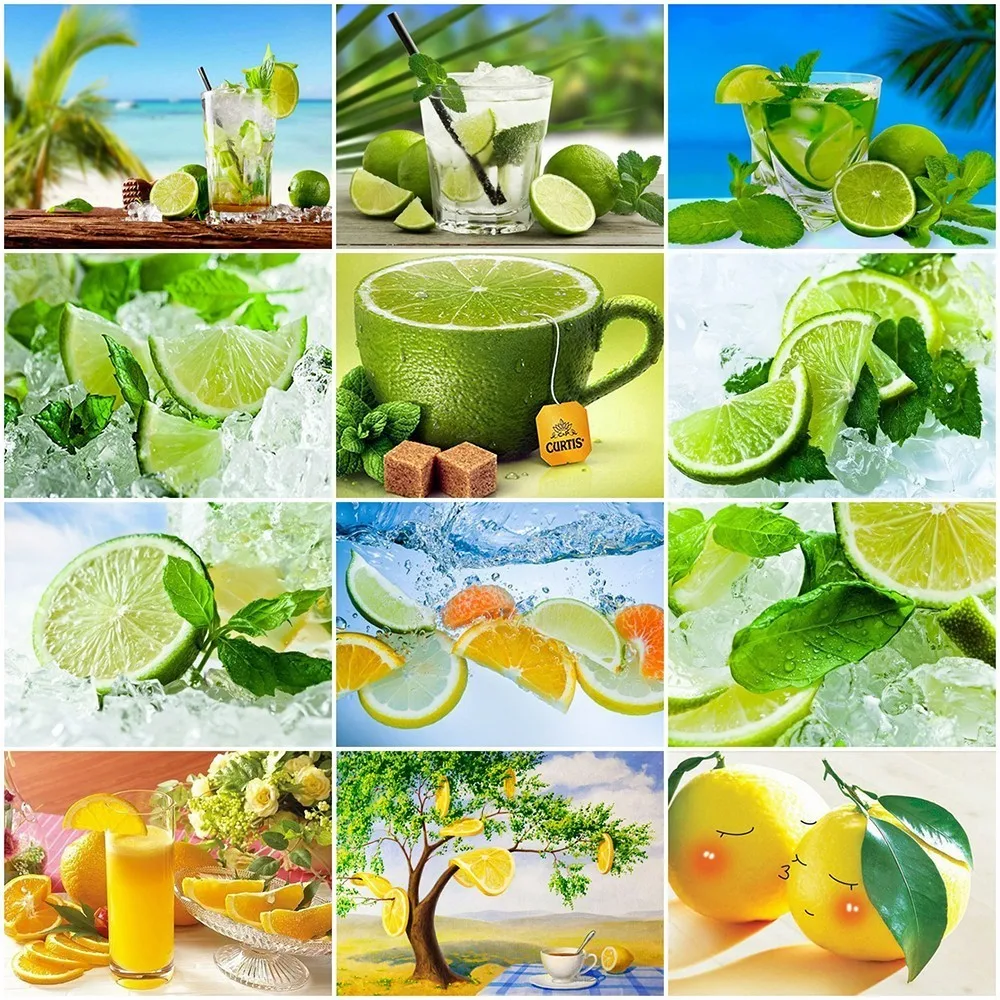 

AZQSD DIY Diamond Painting Lemon Diamond Mosaic Fruit Cross Stitch Pictures Of Rhinestones Diamond Embroidery Kitchen Decoration