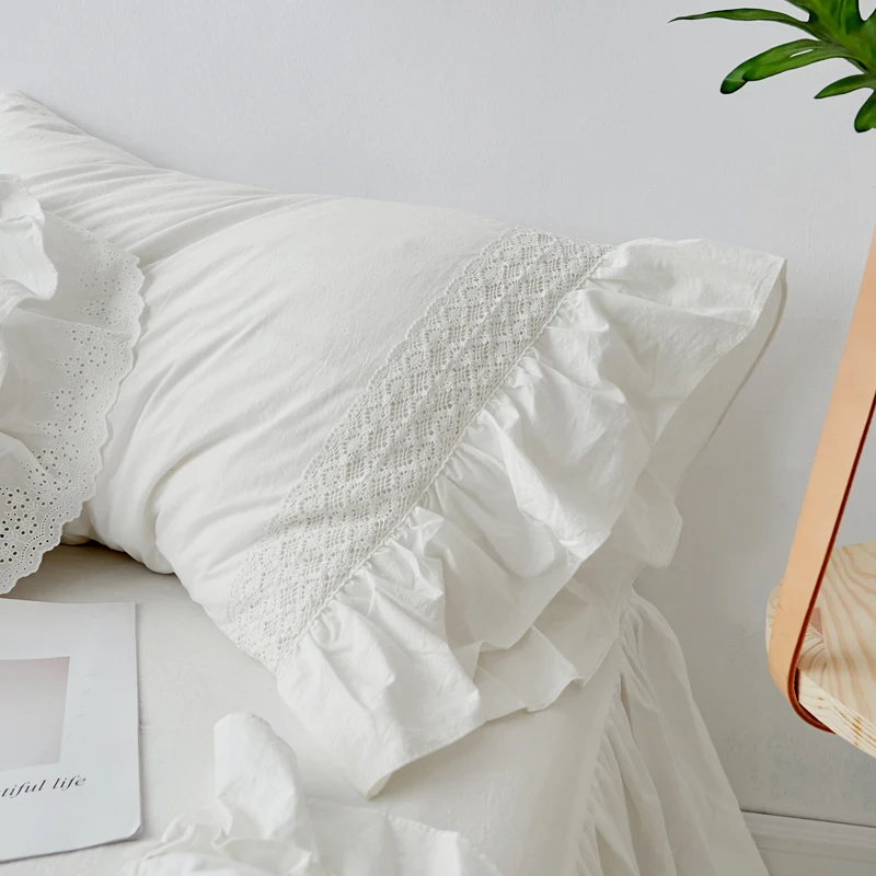 Белый фиолетовый серый розовый Корейская принцесса 100% Помытый хлопок набор