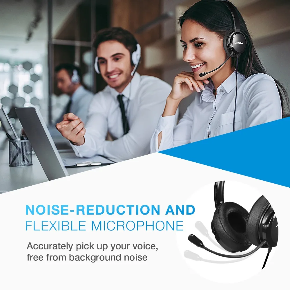 Mpow HC2 проводные наушники с микрофоном для колл-центра Skype 3,5 мм разъем/USB функциональная гарнитура для ПК ноутбука планшета MP4 телефонов