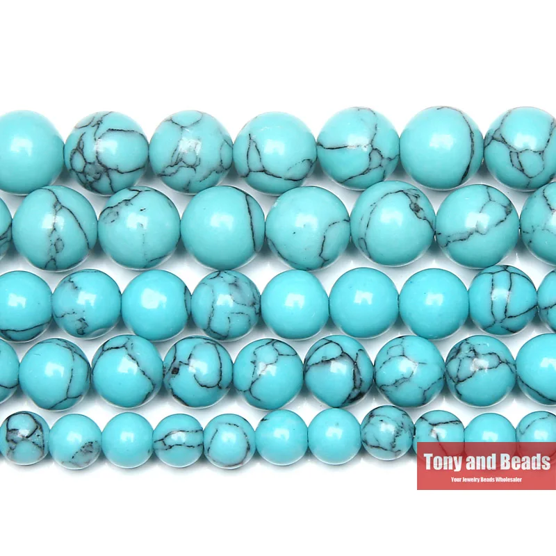 Natürliche Stein Chinesischen See Blau Türkis Runde Lose Perlen 15 