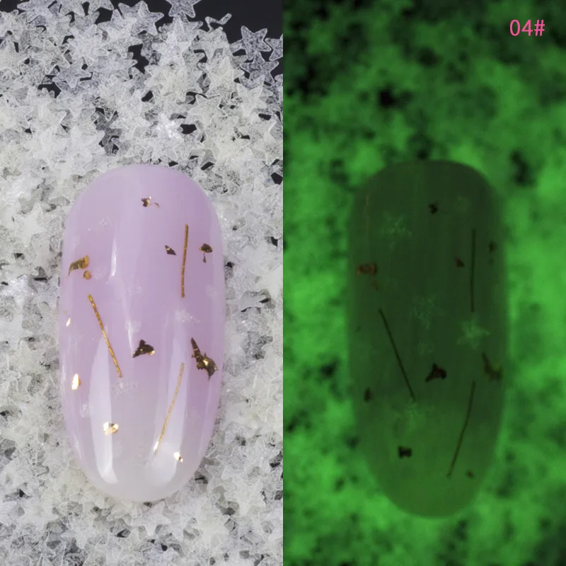 1 коробка Люминесцентная Световой Nail Книги по искусству пайетки он Звезда