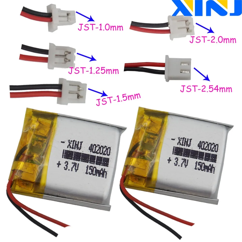 XINJ 2 шт. 3 7 V 150mAh литий полимерный Батарея JST PH 1 0/1 25/1 5/2 0/2 54 мм 402020 для GPS