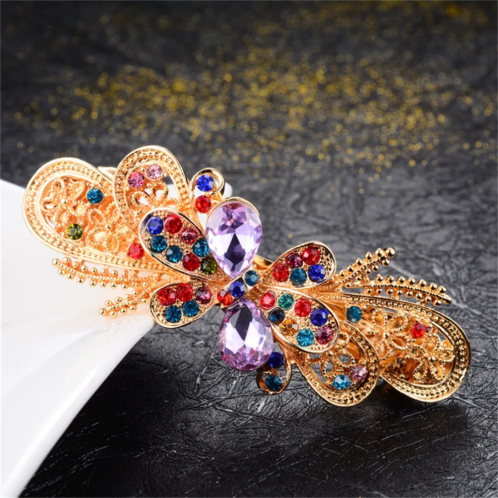 Красочные заколки с кристаллами и цветами женские Брендовые украшения для волос