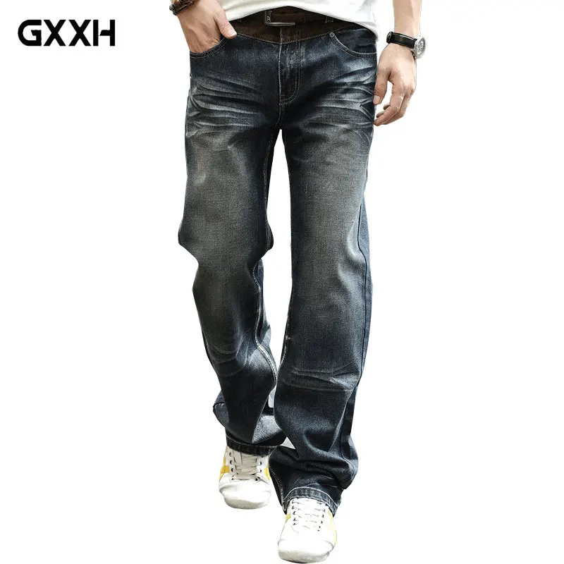 

2019 Large Sizes Baggy Loose Jean Trousers For Men Casual Style Fashion Denim Straight Jeans Mens Wide Leg Pants Big Size 28-44