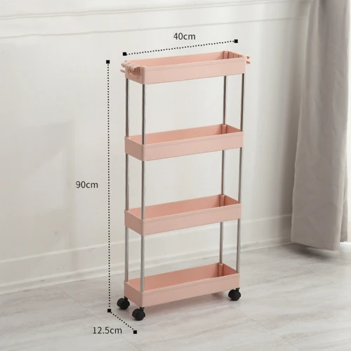 Pink 4 Layers Muli-назначение стеллаж для хранения Кухня холодильник боковая полка 2/3/4 Слои Ванная комната Экономия пространства организатор полка Gap держатель аксессуары для ванной комнаты - Цвет: Pink 4 Layers